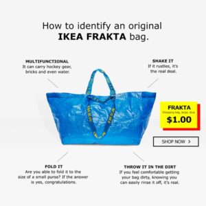 Briljante actie Ikea - Ikea look a like tas op de catwalk