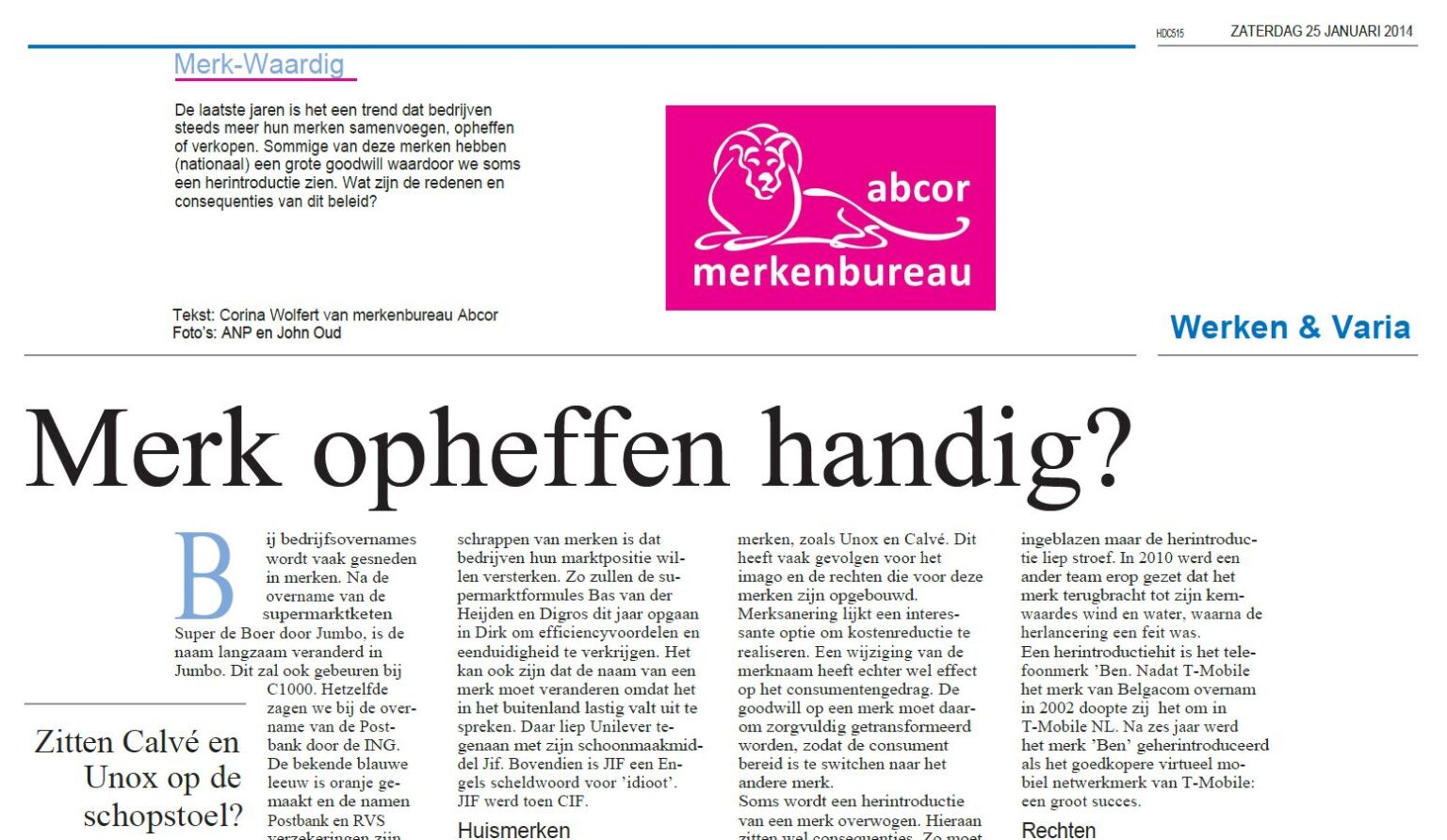 Merk opheffen handig? (HDC kranten - Plus werken bijlage)