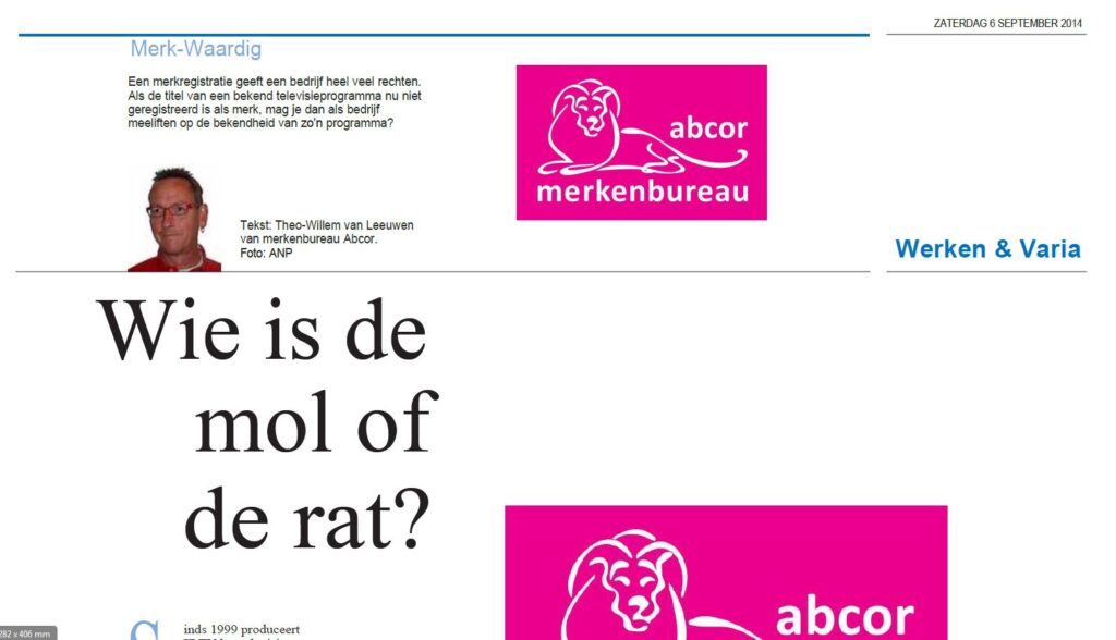 Wie is de mol of de rat? (HDC kranten - Plus werken bijlage)