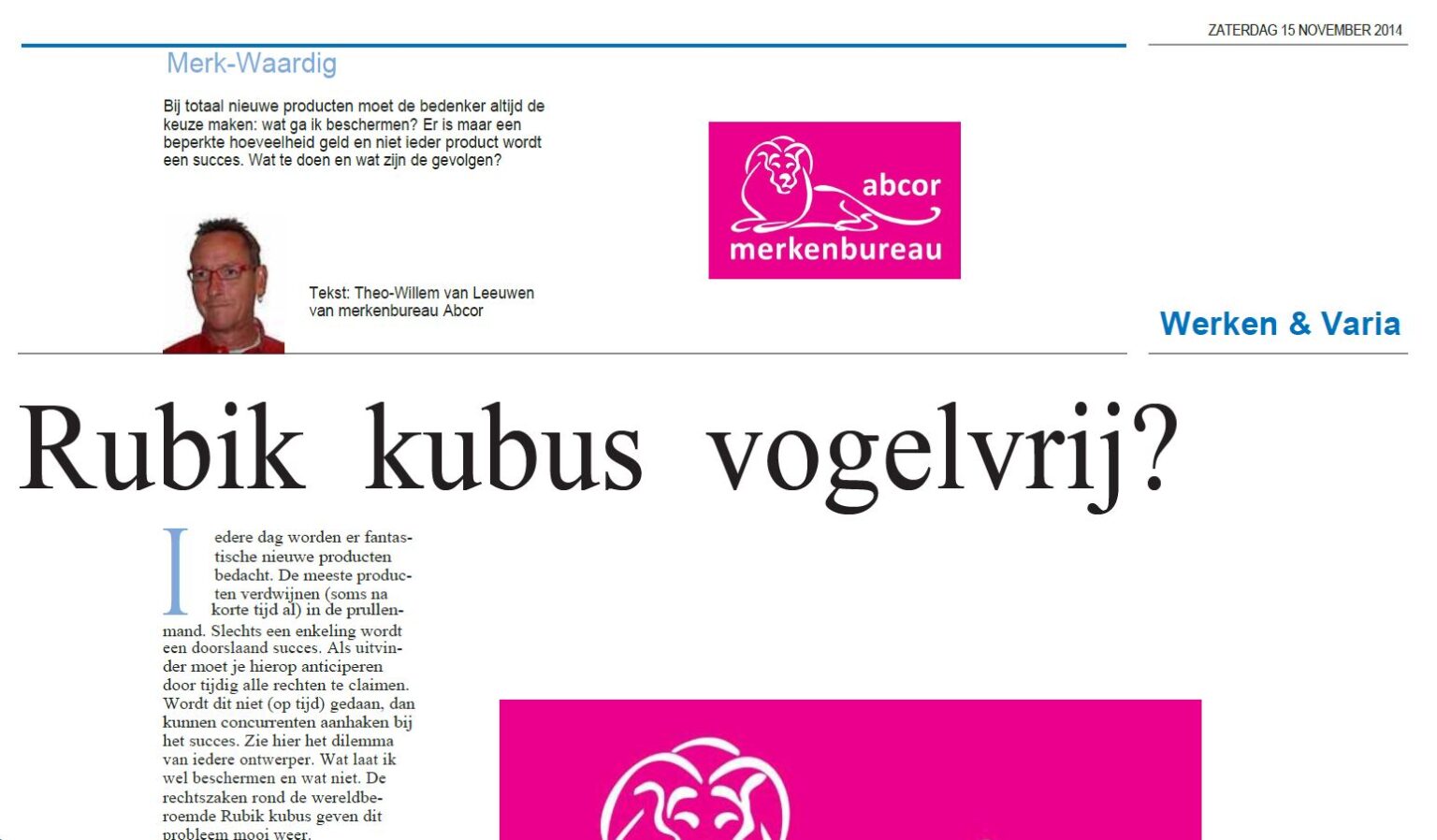 Rubik kubus vogelvrij? (HDC kranten - Plus werken bijlage)